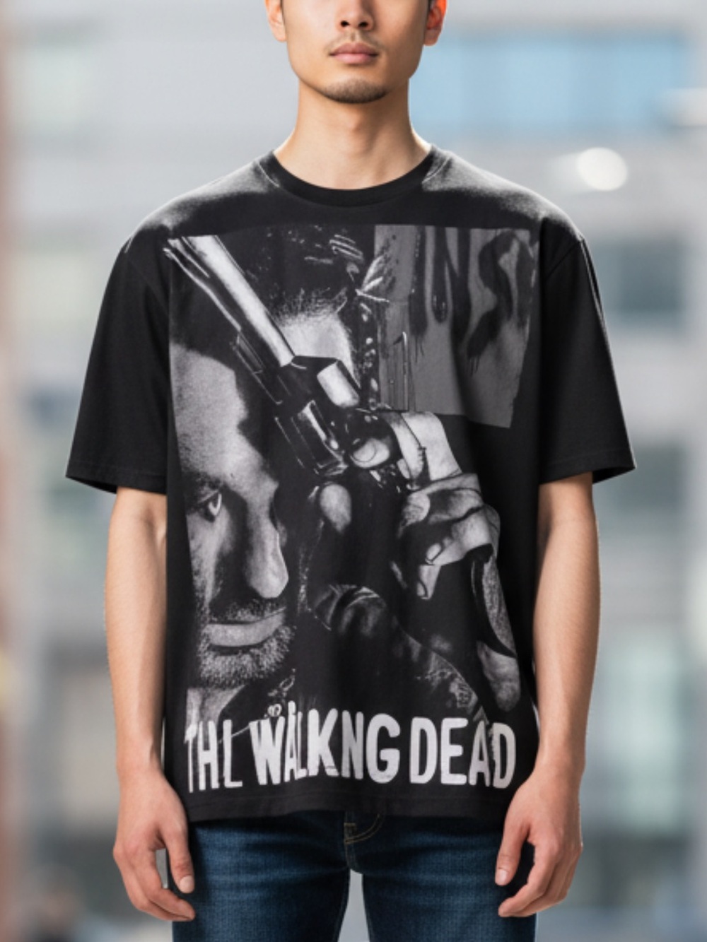 Rare Black Graphic Short-Sleeve Men’s Tee - The Walking Dead XXXL